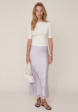 NWT Few Moda Uptown Lace Satin Slip Skirt Lavender size 4 Whimsical Romantic